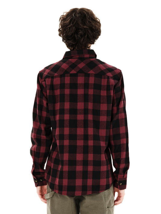 Emerson Men's Checkered Flannel Shirt Beet Red Black 262.EM60.80-Beet-Red-Black