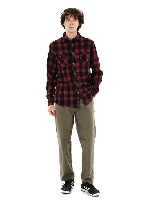 Emerson Men's Checkered Flannel Shirt Beet Red Black 262.EM60.80-Beet-Red-Black