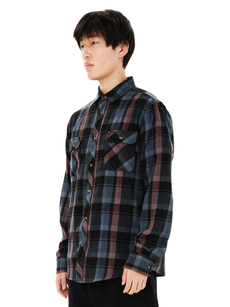 Load image into Gallery viewer, Emerson Men's Checked Flannel Shirt Dusty Blue/Plum 262.EM60.80-Dusty-Blue-Plum
