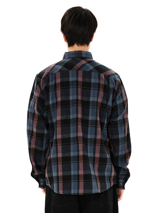 Emerson Men's Checked Flannel Shirt Dusty Blue/Plum 262.EM60.80-Dusty-Blue-Plum