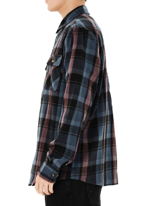 Emerson Men's Checked Flannel Shirt Dusty Blue/Plum 262.EM60.80-Dusty-Blue-Plum