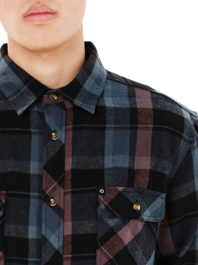 Load image into Gallery viewer, Emerson Men's Checked Flannel Shirt Dusty Blue/Plum 262.EM60.80-Dusty-Blue-Plum
