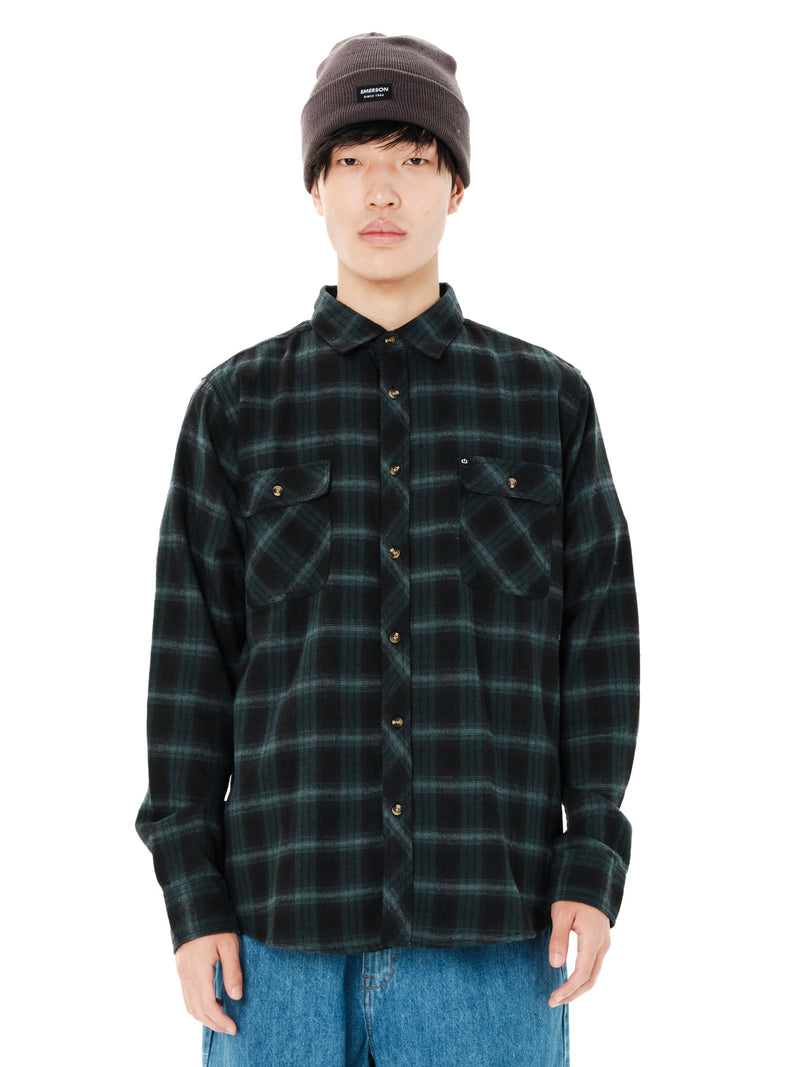 Load image into Gallery viewer, Emerson Men's Checkered Flannel Shirt Forest Black 262.EM60.80-Forest-Black
