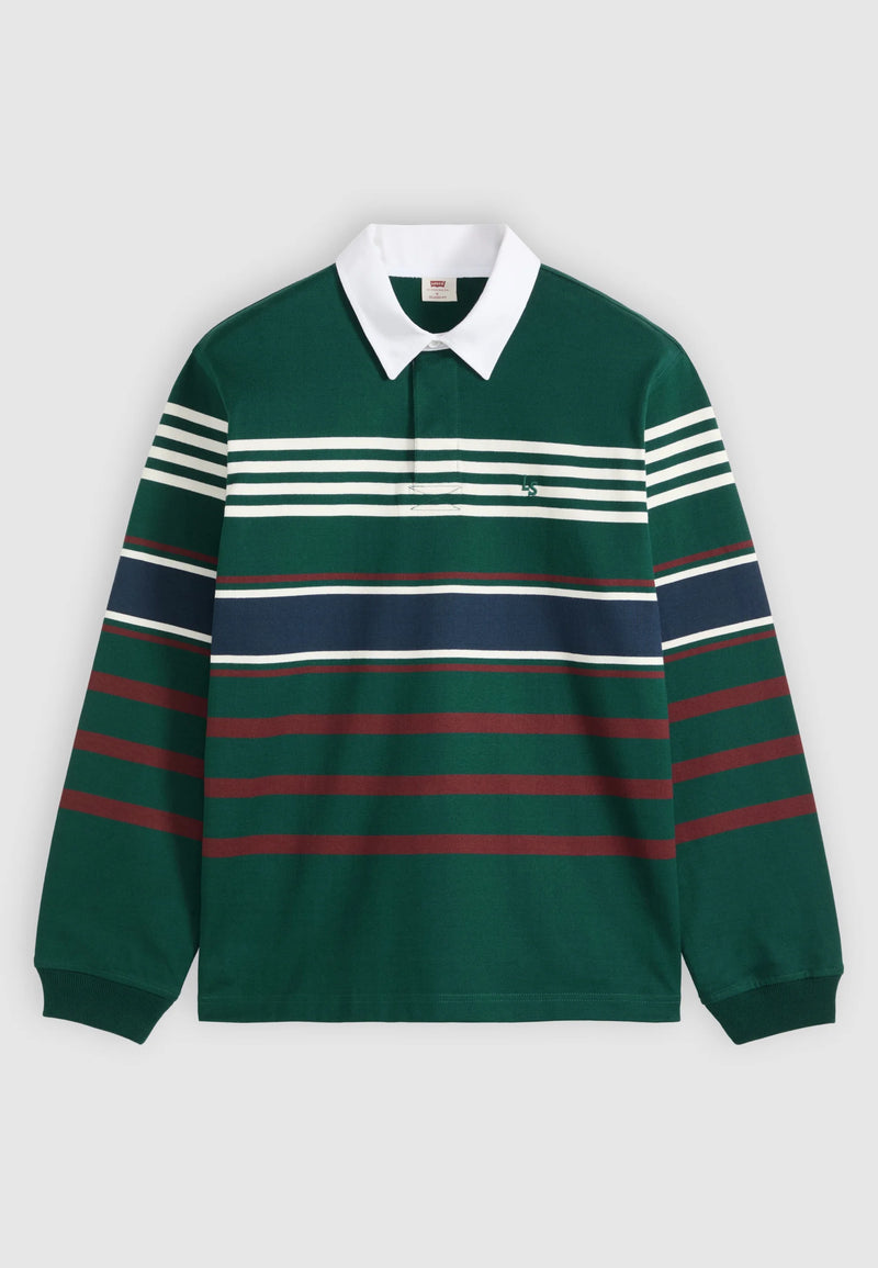 Load image into Gallery viewer, Levi's Men's Union Rugby Shirt Amos Stripe Ponderosa Pine A48450038

