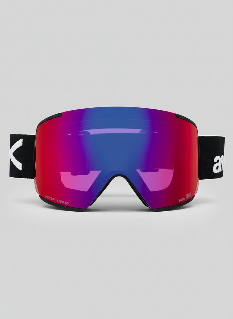 Load image into Gallery viewer, Ski goggles with a red and blue lens on a white background
