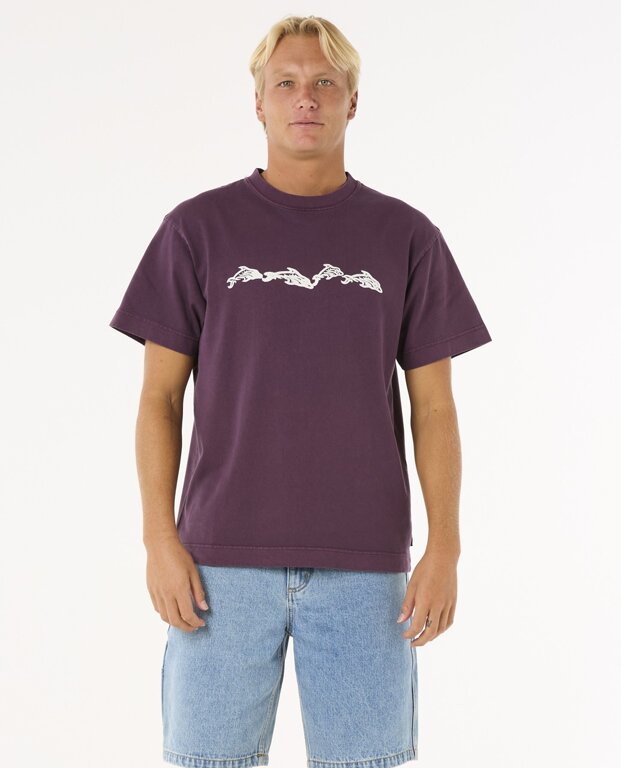 Load image into Gallery viewer, Rip Curl Men&#39;s Raw Energy Dolphin T-Shirt Deep Plum 0O4MTE-2215
