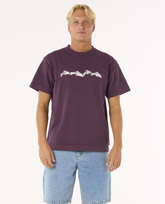 Rip Curl Men's Raw Energy Dolphin T-Shirt Deep Plum 0O4MTE-2215