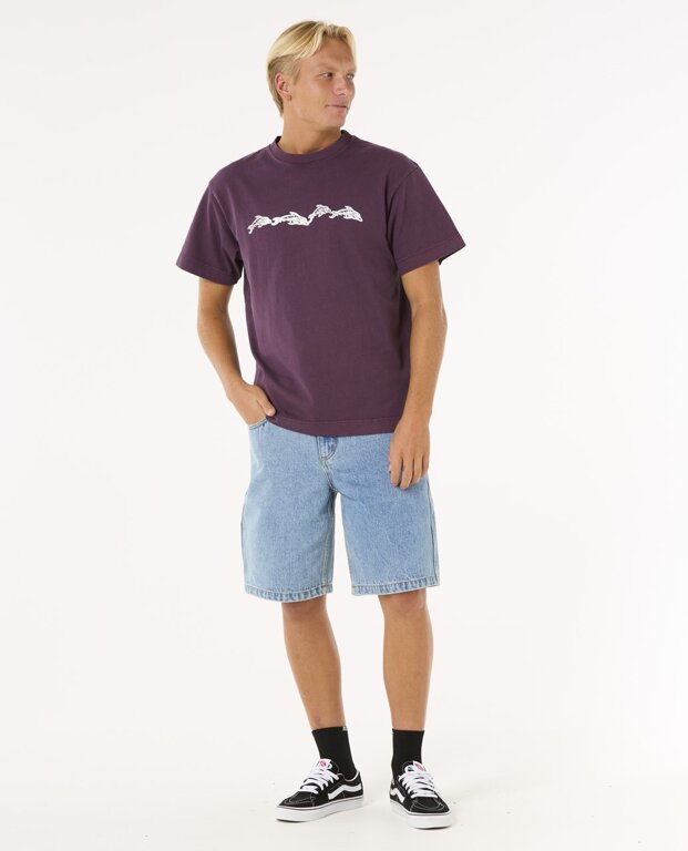 Load image into Gallery viewer, Rip Curl Men&#39;s Raw Energy Dolphin T-Shirt Deep Plum 0O4MTE-2215
