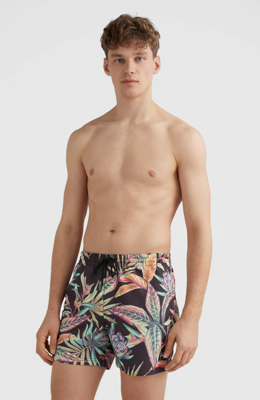O'Neill Cali Print 15'' Swim Shorts Black Tropical Flower 2800071-39033