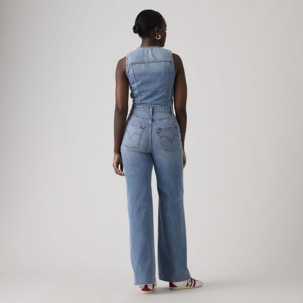 Load image into Gallery viewer, Levi's Women's Denim Wide Leg Jumpsuit Own It Blue 0002R0001
