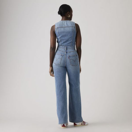 Levi's Women's Denim Wide Leg Jumpsuit Own It Blue 0002R0001