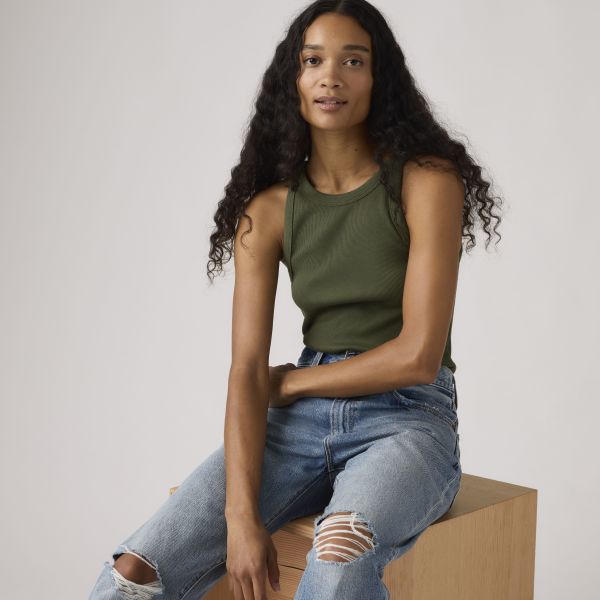 Load image into Gallery viewer, Levi's Women's Essential Racer Tank Top Green A33810034
