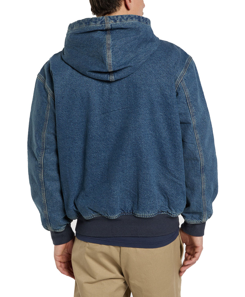 Load image into Gallery viewer, Dickies Men's Hilham Lined Denim Hood Bomber Mid Blue Fade Wash DK0A89FBL89
