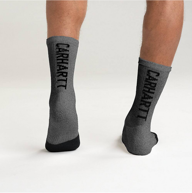 Load image into Gallery viewer, Carhartt Men's Force Midweight Logo Short Crew Sock 3 Pairs Carbon Heather SS9933M-CHR
