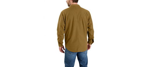 Carhartt Men's Rugged Flex™ Relaxed Fit Canvas Fleece-Lined Shirt Jac Jacket Oak Brown 105419-B33