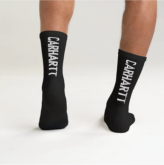 Carhartt Men's Force Midweight Logo Short Crew Sock 3 Pairs Black SC9933M-BLK