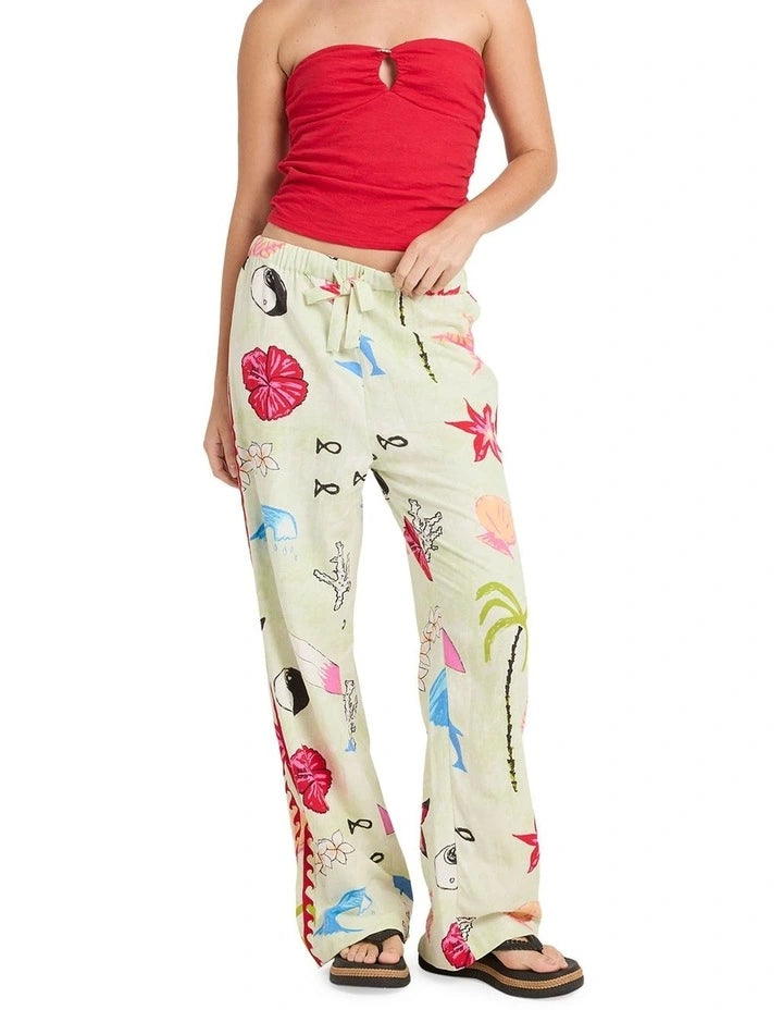 Load image into Gallery viewer, Billabong Women's Lottie Hall Woven Elastic Waist Pants Sunny Lime 24B121608-SLM
