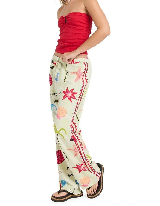 Billabong Women's Lottie Hall Woven Elastic Waist Pants Sunny Lime 24B121608-SLM