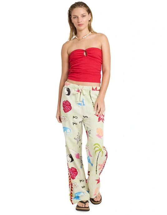 Billabong Women's Lottie Hall Woven Elastic Waist Pants Sunny Lime 24B121608-SLM