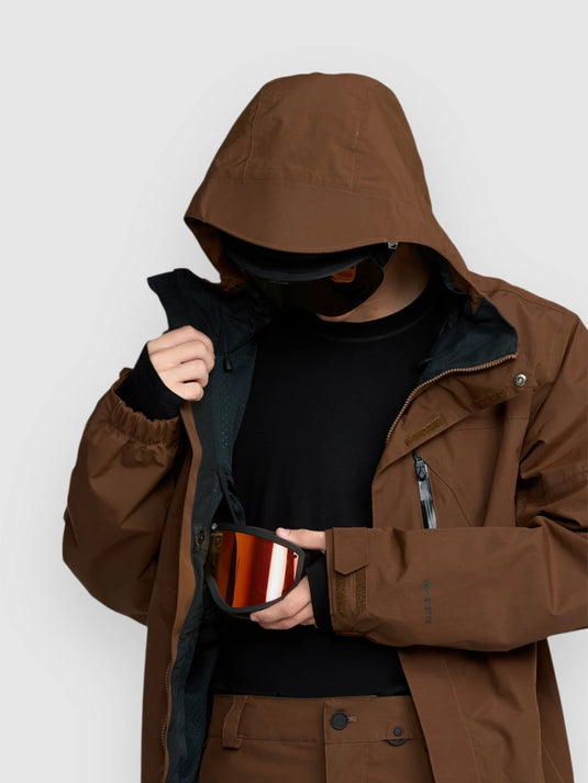 Volcom Men's L Insulated Gore-Tex Snow Jacket Brown G0452602-BRN