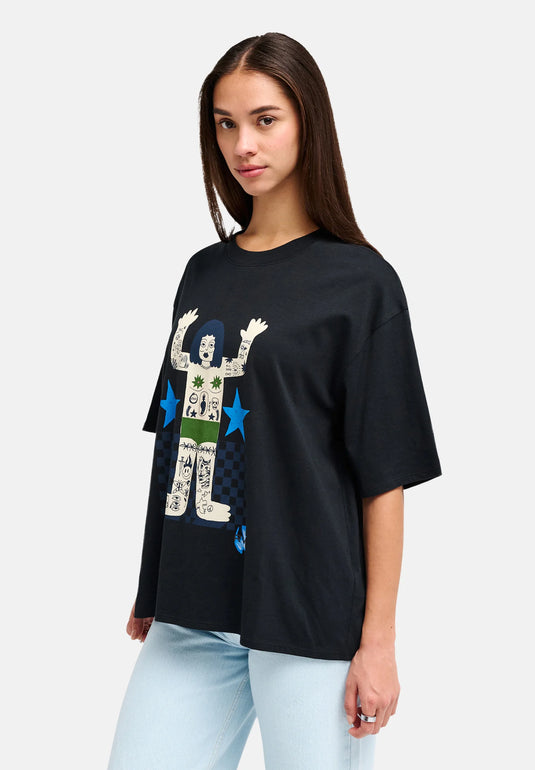 RVCA Women's Bonhomme Oversized T-shirt Black EVJZT00169-KVC0