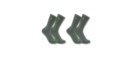 Carhartt Men's Force™ Midweight Crew Socks (2 Pack) Green Olive SC2252M-GRN
