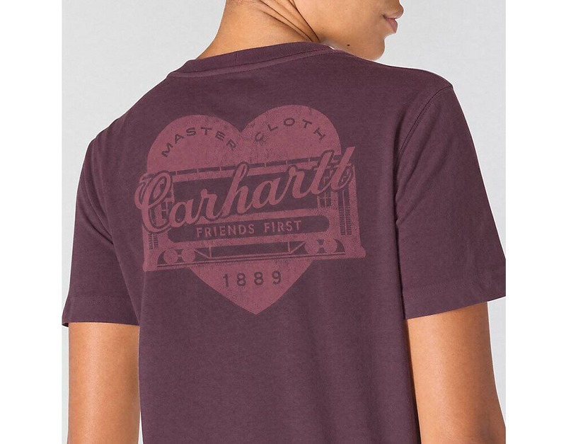 Load image into Gallery viewer, Carhartt Women's Irvine Relaxed Heritage Heart T-Shirt Deep Cherrywood 107534-RF2
