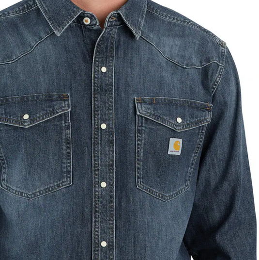 Carhartt Men's Montana Denim Relaxed LS Shirt Wyatt 106429-HK3