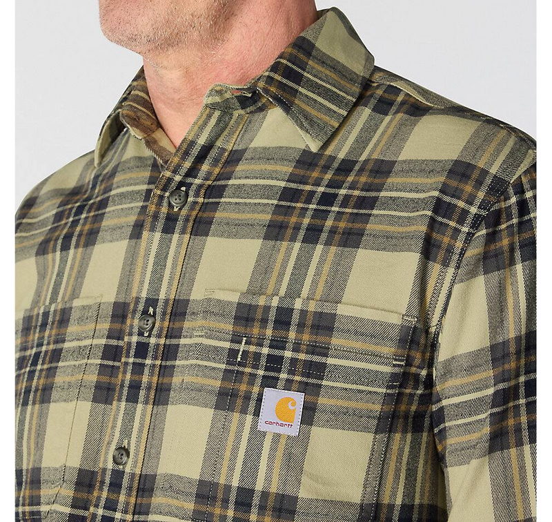 Load image into Gallery viewer, Carhartt Men's Hamilton Relaxed Long Sleeve Plaid Shirt Faded Fatigue 107010-GR9
