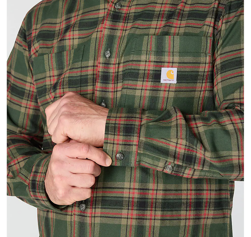 Load image into Gallery viewer, Carhartt Men's Hamilton Relaxed Long Sleeve Plaid Shirt Forestry Green/Amber Terrain 107010-GS8
