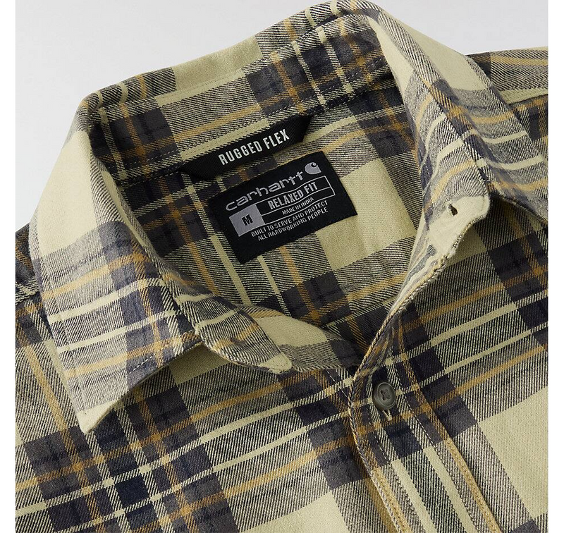 Load image into Gallery viewer, Carhartt Men's Hamilton Relaxed Long Sleeve Plaid Shirt Faded Fatigue 107010-GR9

