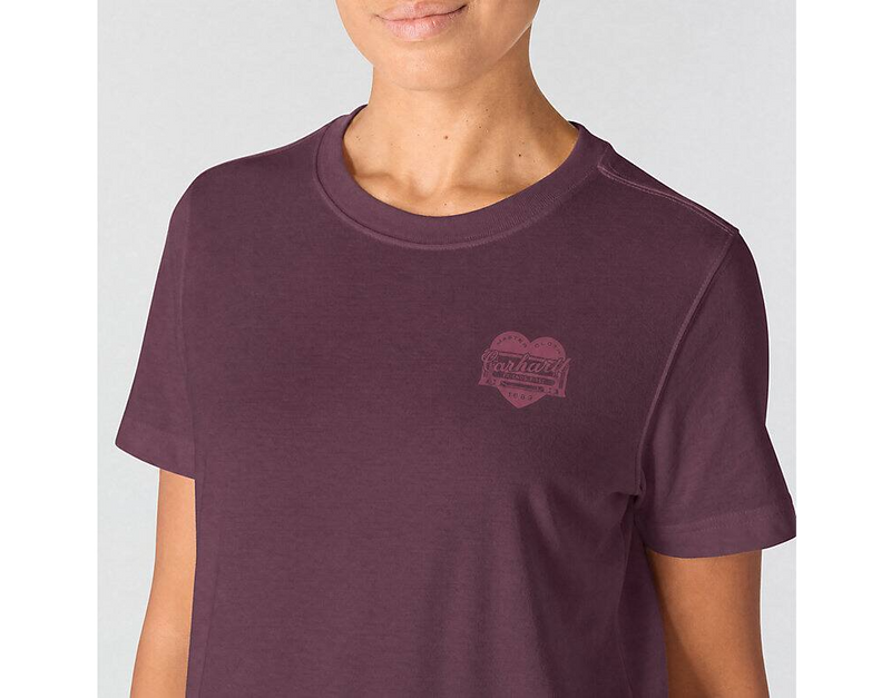 Load image into Gallery viewer, Carhartt Women's Irvine Relaxed Heritage Heart T-Shirt Deep Cherrywood 107534-RF2
