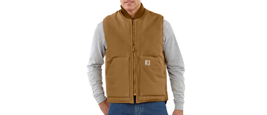 Carhartt Men's Iconic V01 Firm Duck Vest Brown 106676-BRN