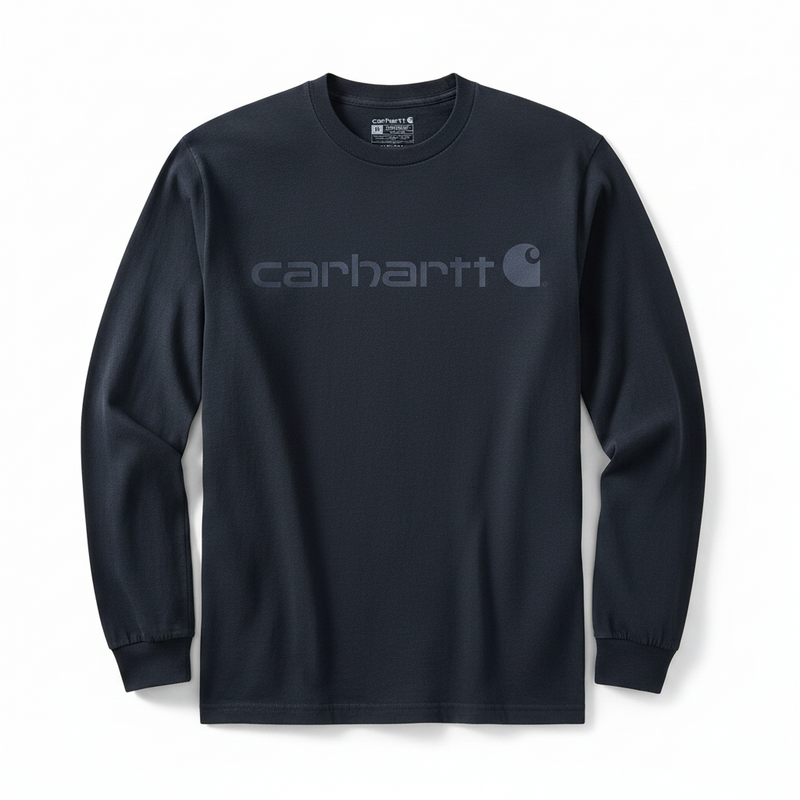 Load image into Gallery viewer, Carhartt Men's Dearborn Relaxed Long Sleeve Logo T-shirt Navy/Dark Blue 104107-I27
