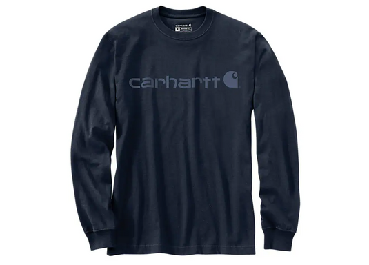 Carhartt Men's Dearborn Relaxed Long Sleeve Logo T-shirt Navy/Dark Blue 104107-I27