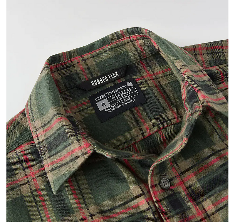 Load image into Gallery viewer, Carhartt Men's Hamilton Relaxed Long Sleeve Plaid Shirt Forestry Green/Amber Terrain 107010-GS8
