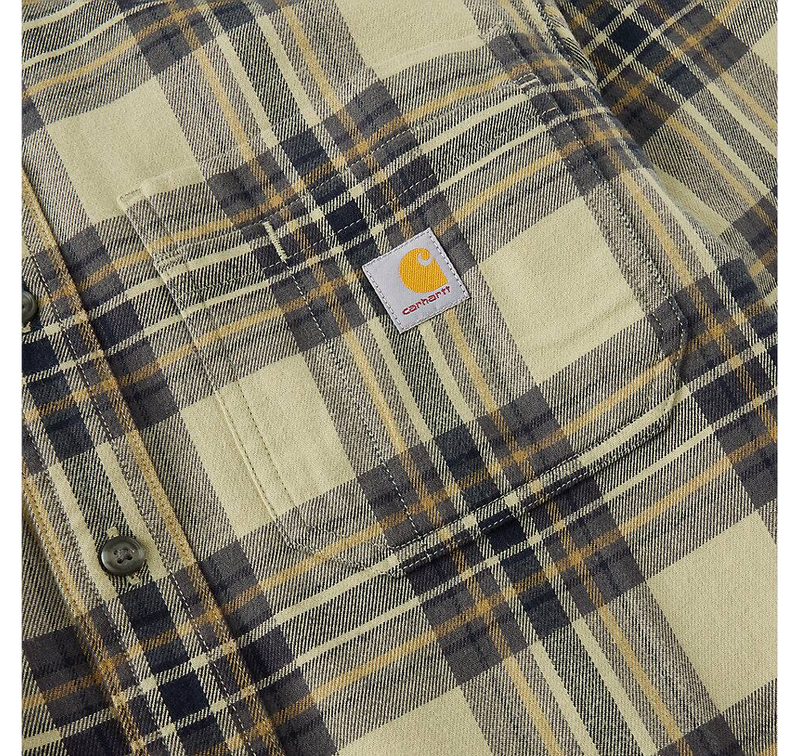 Load image into Gallery viewer, Carhartt Men's Hamilton Relaxed Long Sleeve Plaid Shirt Faded Fatigue 107010-GR9
