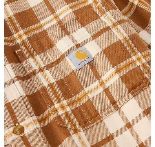 Carhartt Men's Hamilton Relaxed Long Sleeve Plaid Shirt Brown 107010-BRN