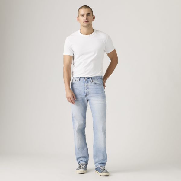 Load image into Gallery viewer, Levi's Mens' 501® Original Fit Jeans Stretch it Out Light Wash Stretch 005013418

