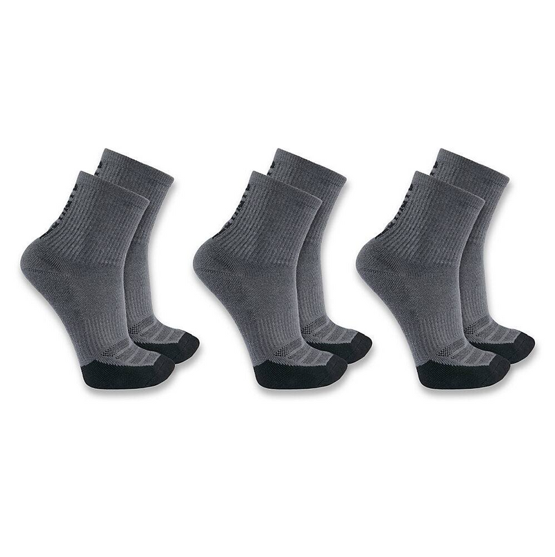 Load image into Gallery viewer, Carhartt Men's Force Midweight Logo Short Crew Sock 3 Pairs Carbon Heather SS9933M-CHR
