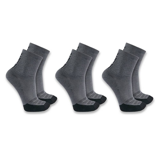 Carhartt Men's Force Midweight Logo Short Crew Sock 3 Pairs Carbon Heather SS9933M-CHR