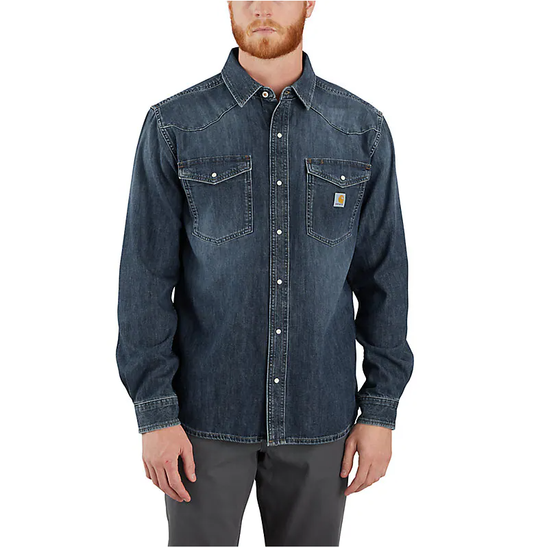 Load image into Gallery viewer, Carhartt Men's Montana Denim Relaxed LS Shirt Wyatt 106429-HK3
