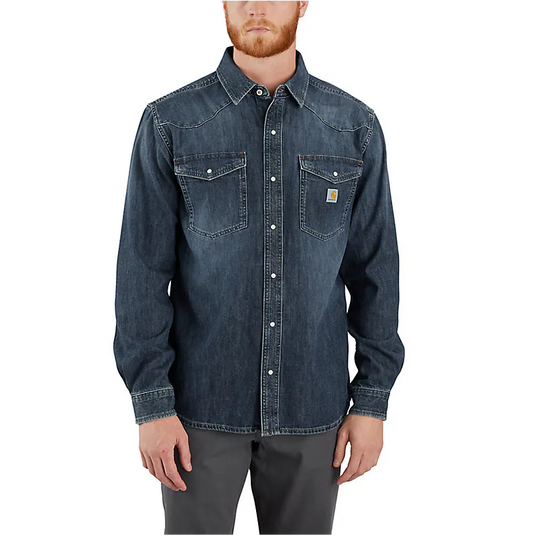 Carhartt Men's Montana Denim Relaxed LS Shirt Wyatt 106429-HK3