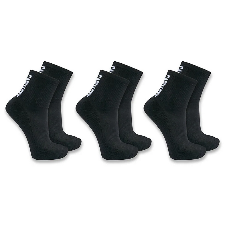 Load image into Gallery viewer, Carhartt Men's Force Midweight Logo Short Crew Sock 3 Pairs Black SC9933M-BLK
