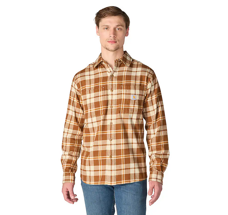 Load image into Gallery viewer, Carhartt Men's Hamilton Relaxed Long Sleeve Plaid Shirt Brown 107010-BRN
