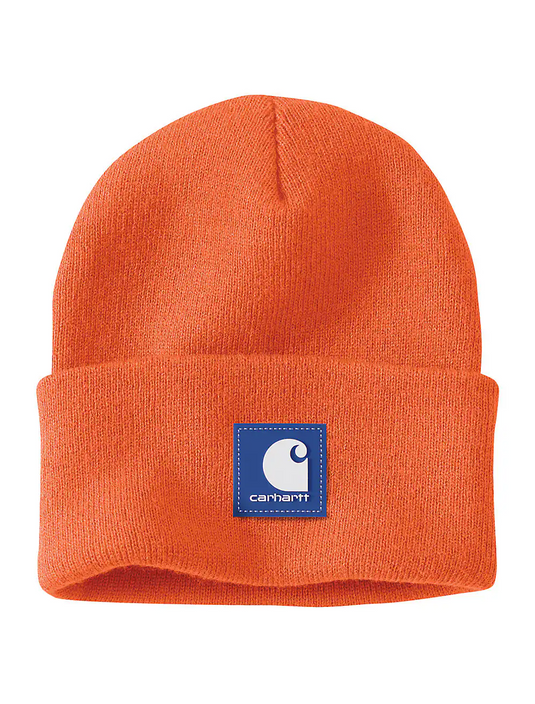 Carhartt Unisex Rubber Patch Watch Cap Beanie Brite Orange 106920-BOG