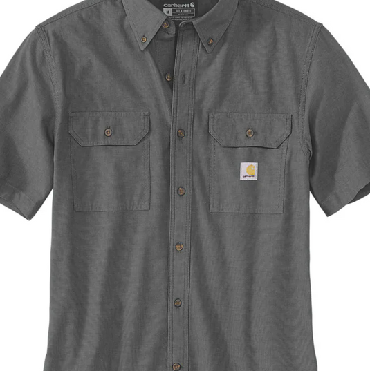 Carhartt Men's Fort Loose Short Sleeve Shirt Black Chambray 104369-BKC