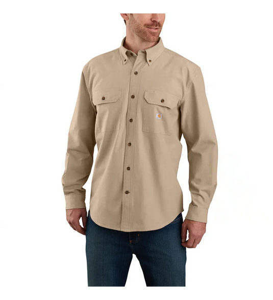 Carhartt Men's Fort Loose Long Sleeve Shirt Dark Tan Chambray 104368-256