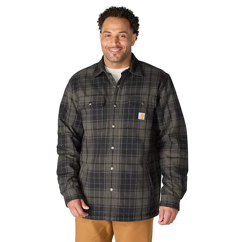 Load image into Gallery viewer, Carhartt Men's Hubbard Plaid Shirt Jacket Navy/Shadow 107017-HY8

