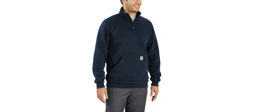 Carhartt Men's Loose Fit Midweight Quarter-Zip Mock-Neck Sweatshirt Navy 105294-472